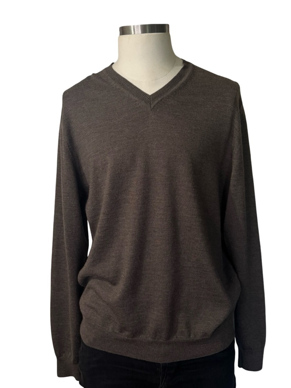 Cashmere Joseph & Lyman Pull Over‎ V-Neck Sweater XL Brown